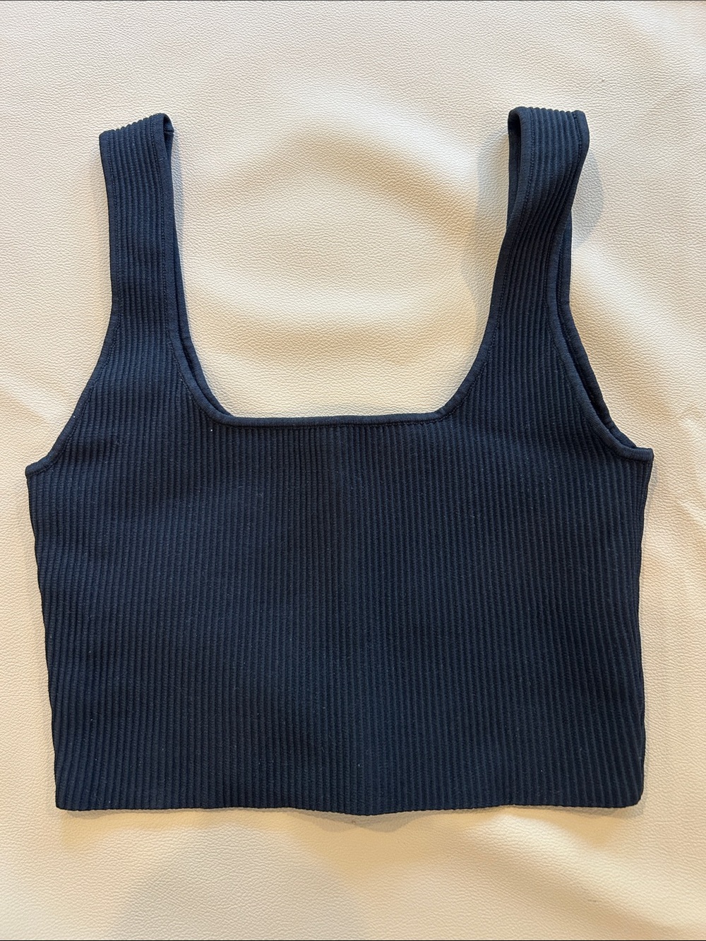Glassons Navy Ribbed Square Neck Crop Top